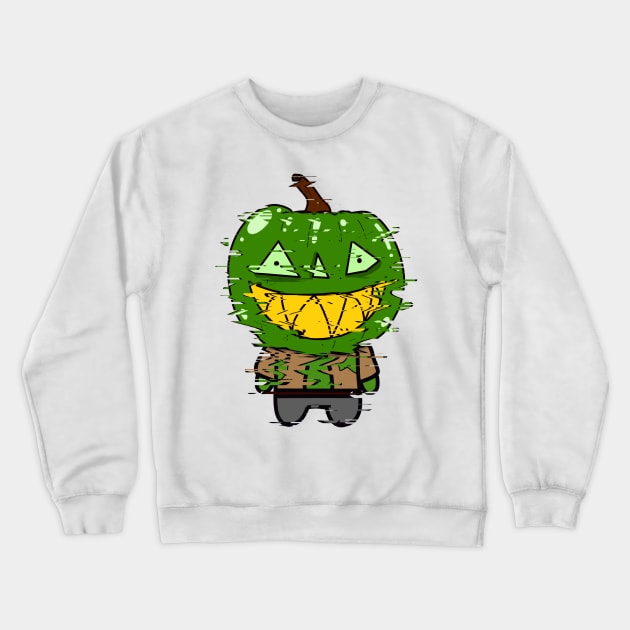 Green Zombie Pumpkin Man of Halloween Crewneck Sweatshirt by BoboSong